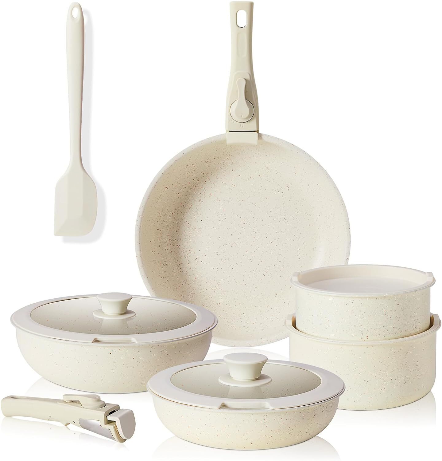 12 Pcs Pots and Pans Set Nonstick Kitchen Cookware Set with Detachable Handle