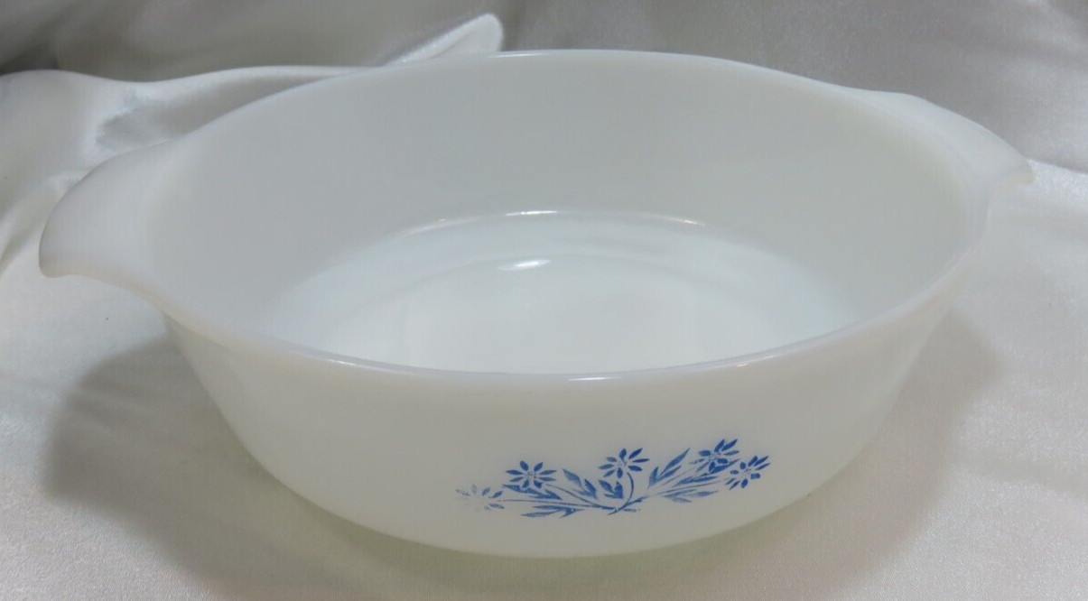VTG. Anchor Hocking Fire King 438 Blue Flower Glass – 2 QT Casserole Baking Dish