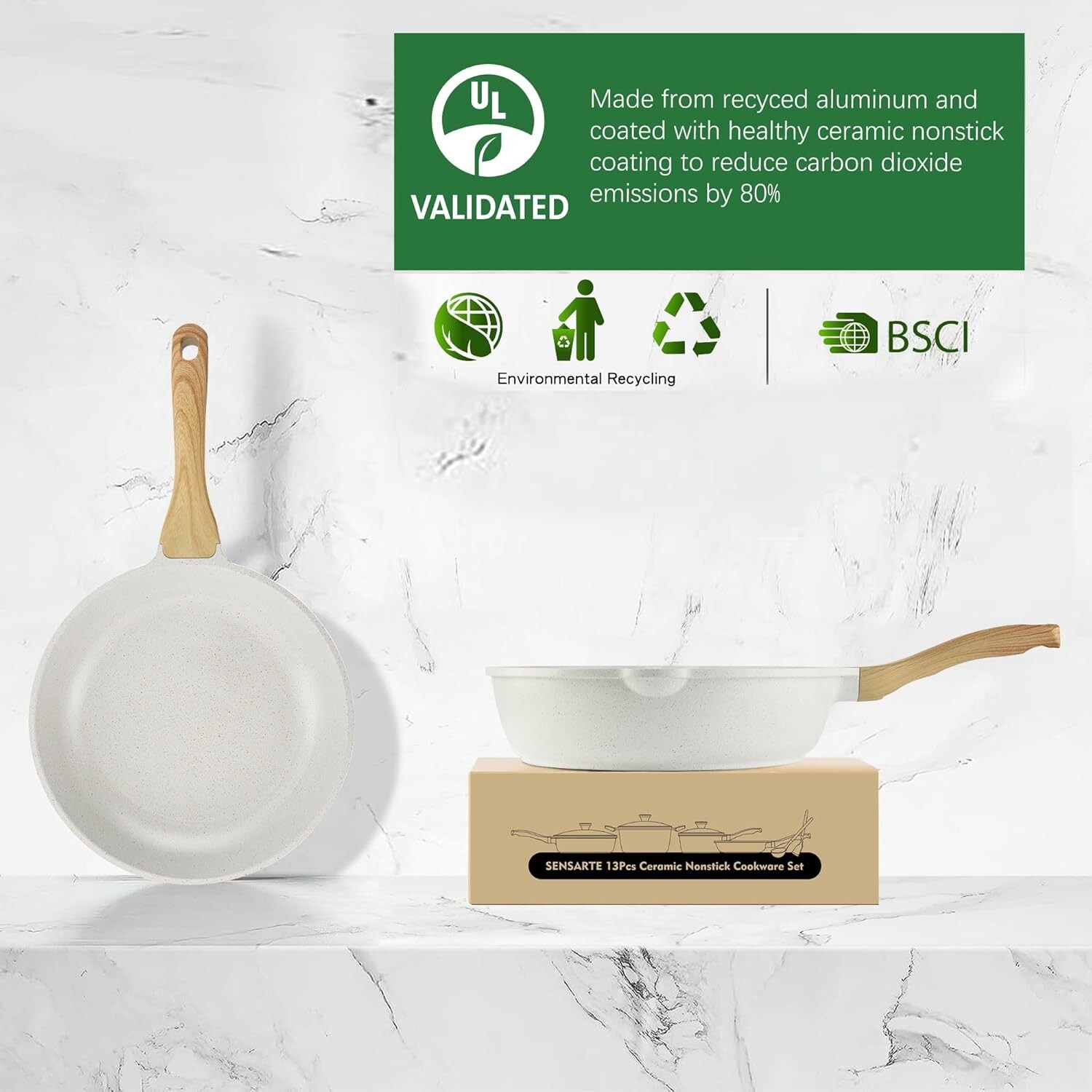 Non-Toxic 13-Piece Ceramic Cookware Set with Stay-Cool Handles and Accessories