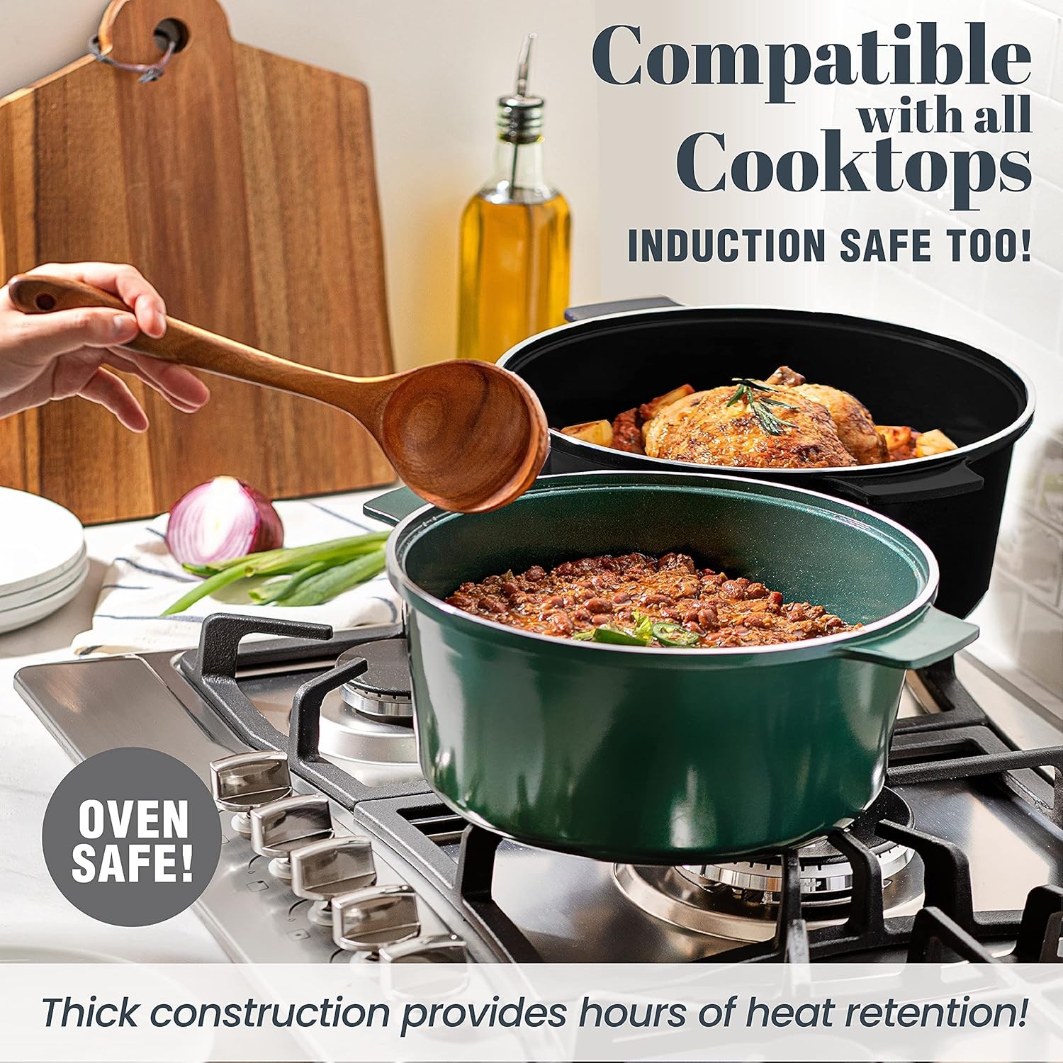Dutch Oven 6.5 Quart Ultra Nonstick Enameled Lightweight Aluminum Dutch Oven Pot