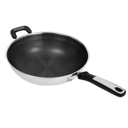 Large Honeycomb Wok Pan with Lid & Stainless Steel Steamer Cooking Pot Nonstick