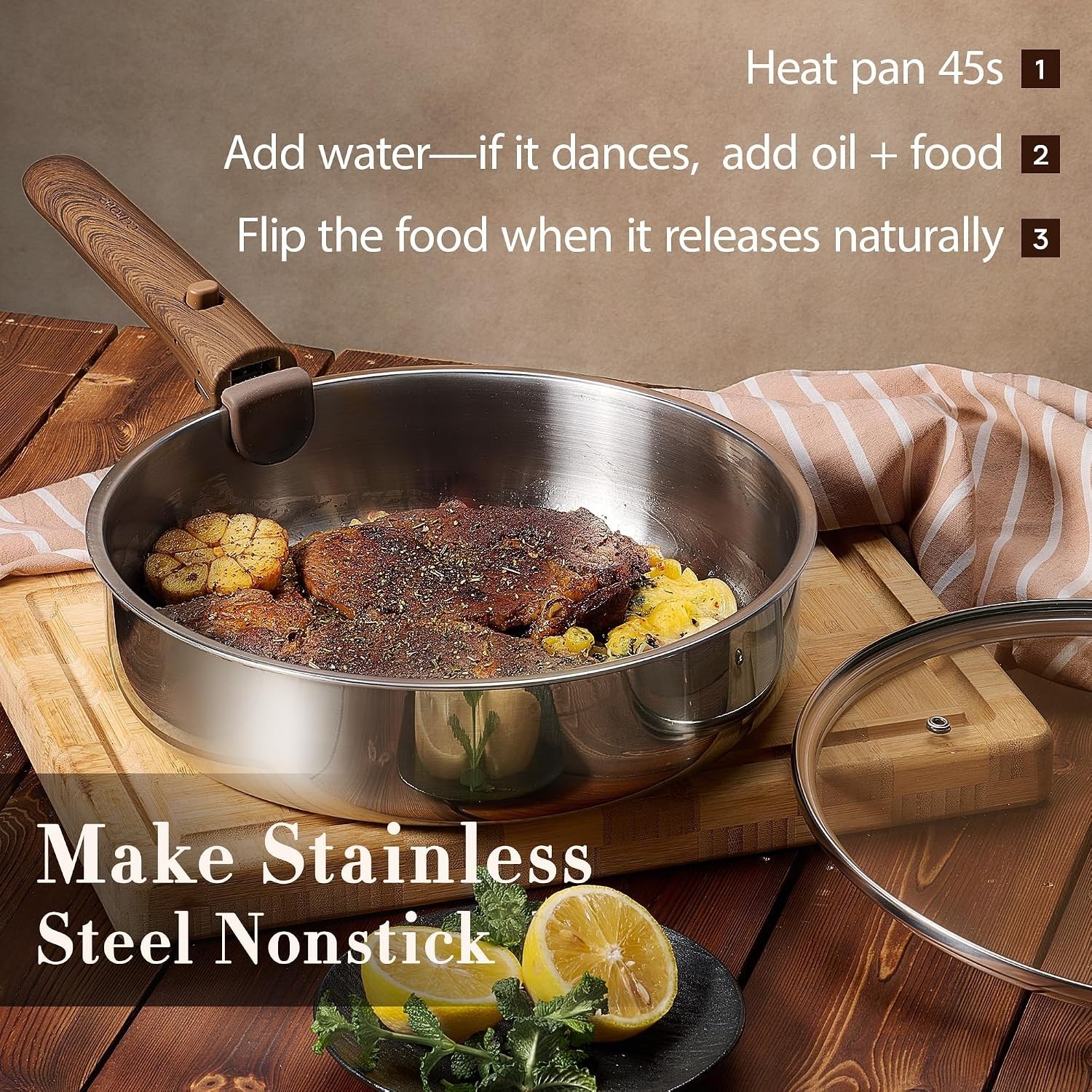Stainless Steel Cookware Set 19pcs Detachable Handle Induction Oven Safe