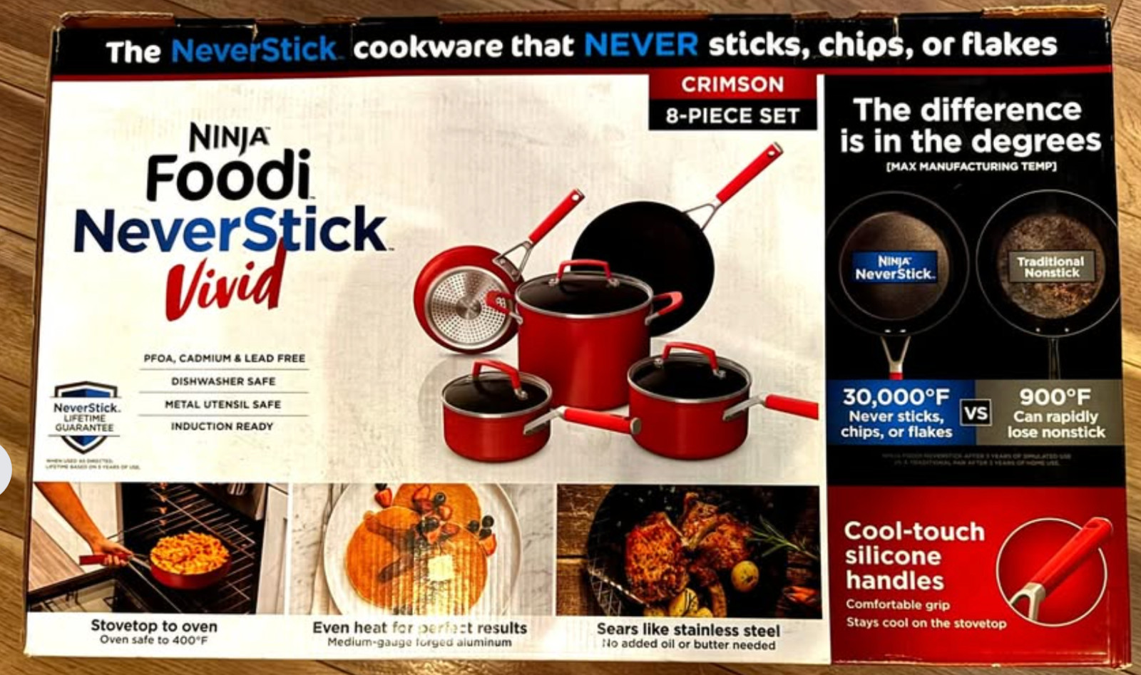 Ninja – Foodi NeverStick Vivid 8-Piece Cookware Set Crimson Red Model