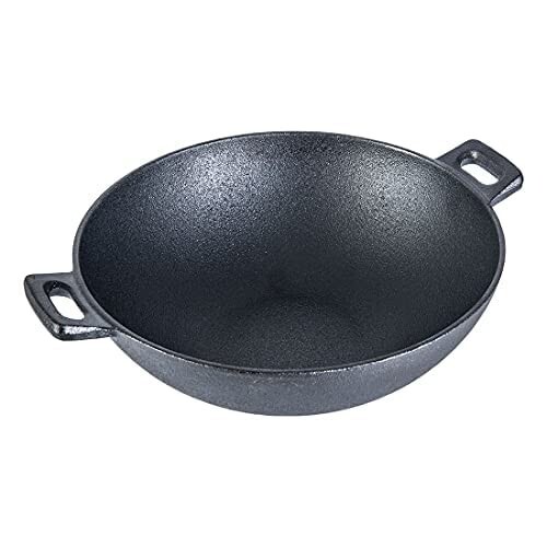 Cast-Iron Kadhai Wok Pre-Seasoned Cookware Induction Friendly 1.9 L