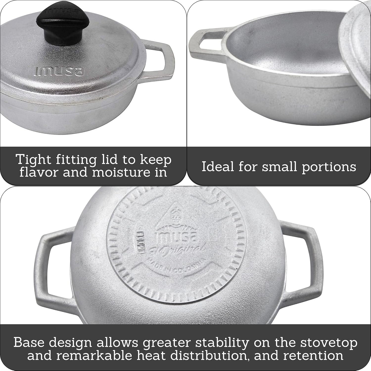 Versatile 0.5Qt Mini Cast Aluminum Caldero – Ideal for Tapas & More with Lid