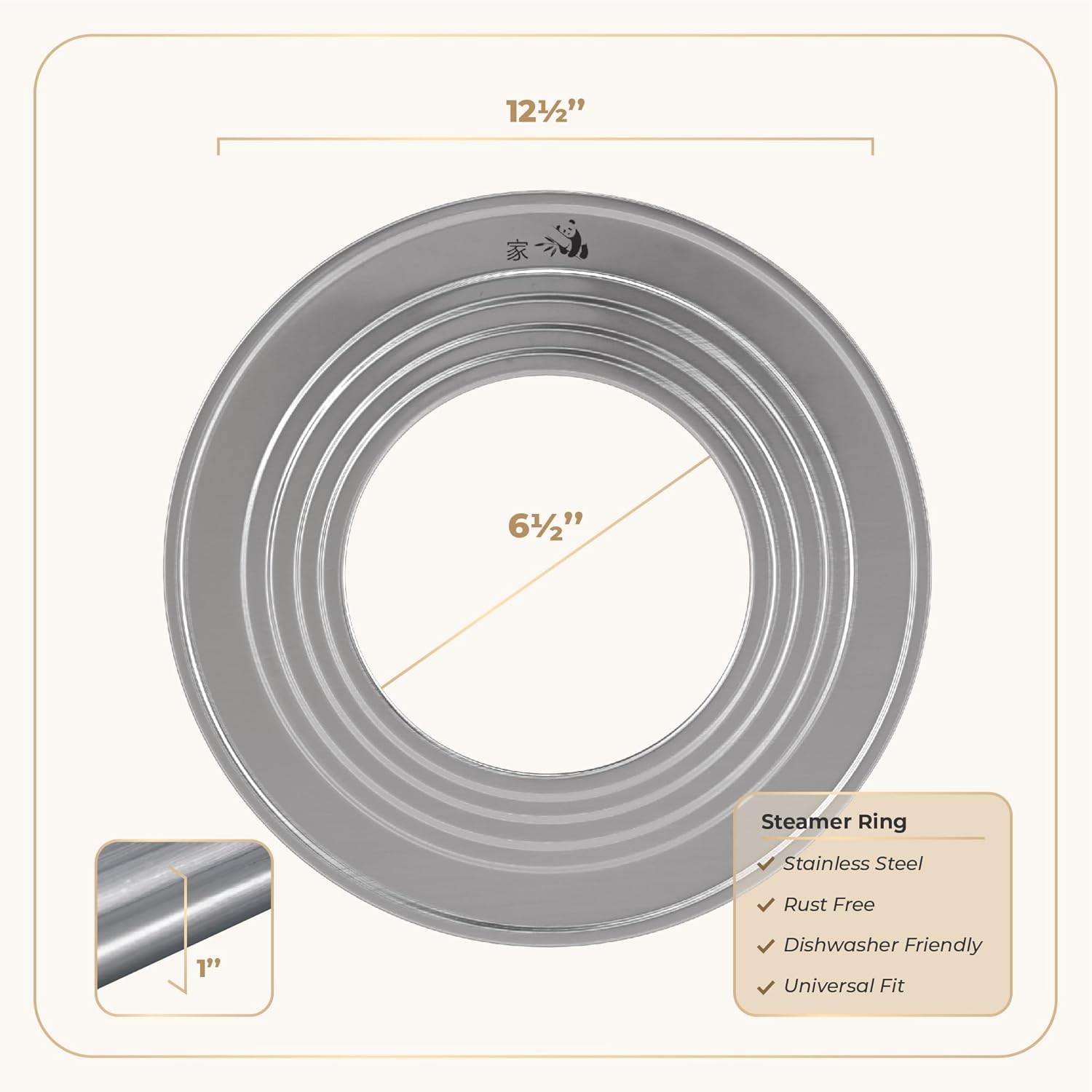 Stainless Steel Steamer Ring Fits 7 to 12-Inch Bamboo Steamer Basket Steaming
