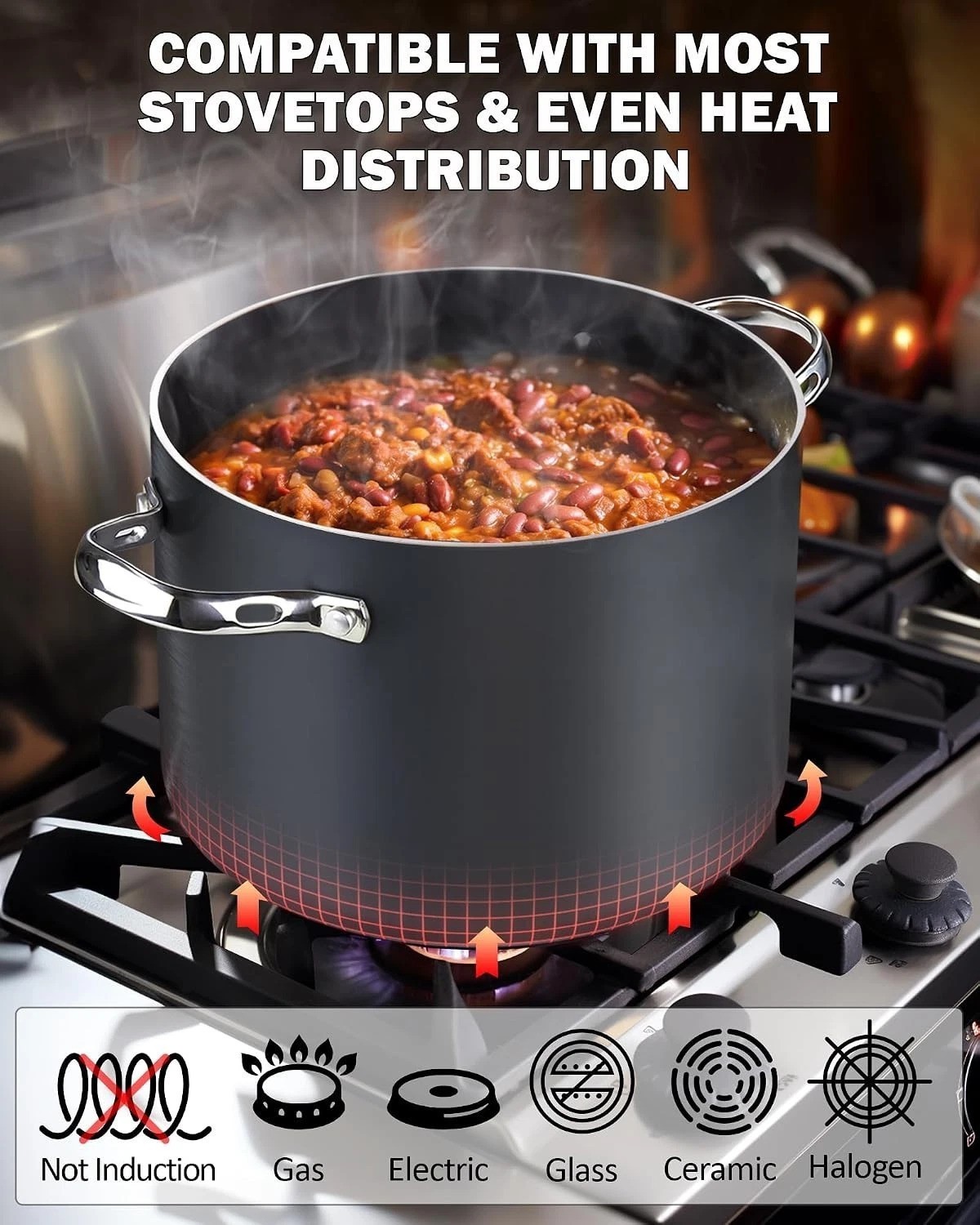 Stylish 8 Quart Dutch Oven with Hard Anodized Nonstick Coating-Limited Induction