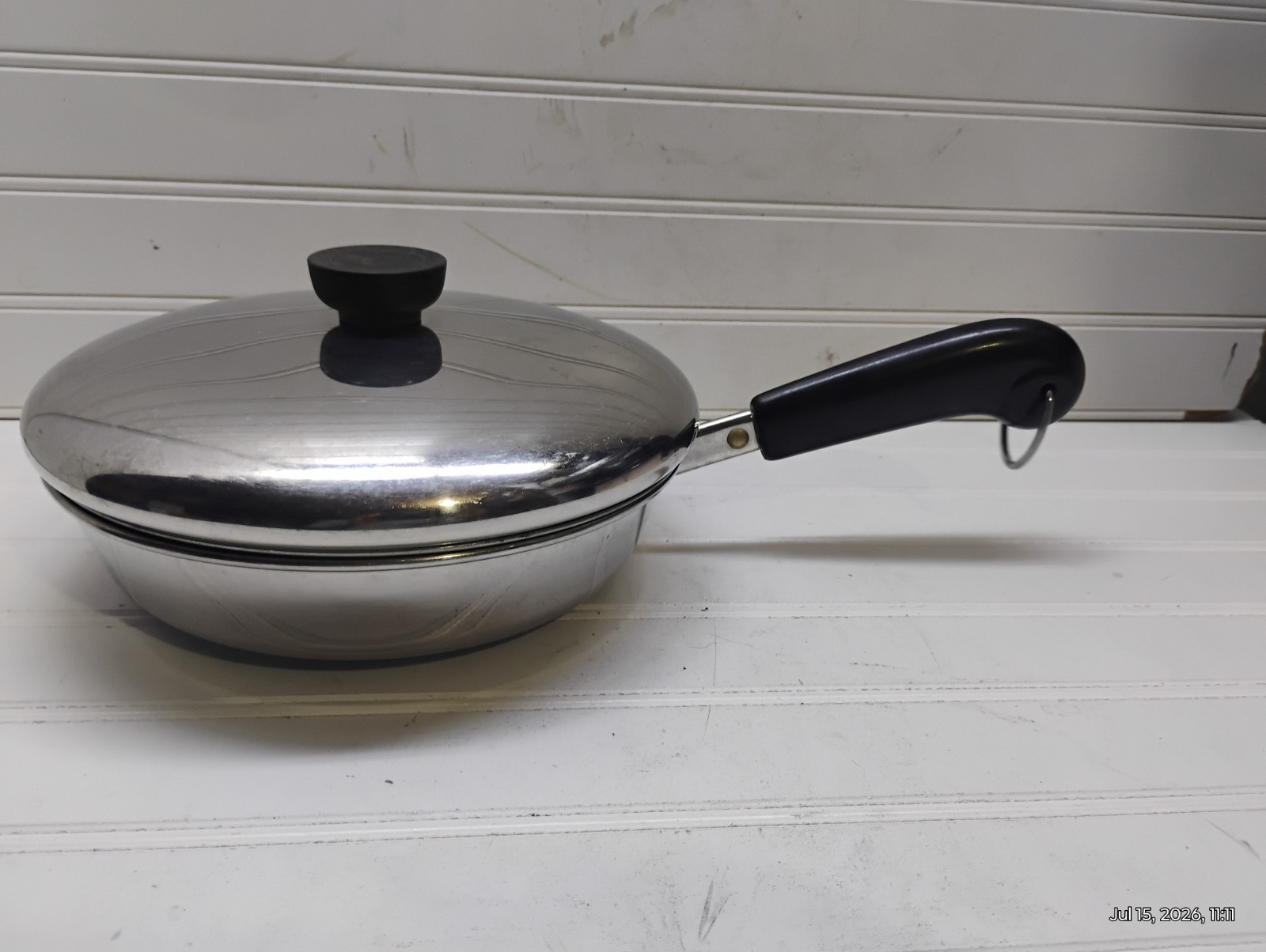 Revere Ware 8″ Skillet Tri-Clad Stainless 4 Cup Egg Poacher Insert Ring & Lid