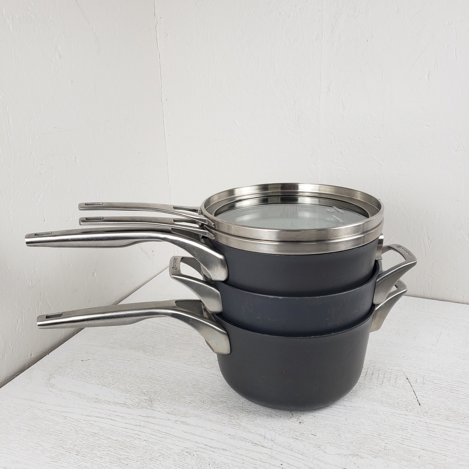5 Piece Set Calphalon Premier Hard Anodized Nonstick 2.5qt, 3.5qt & 4.5qt