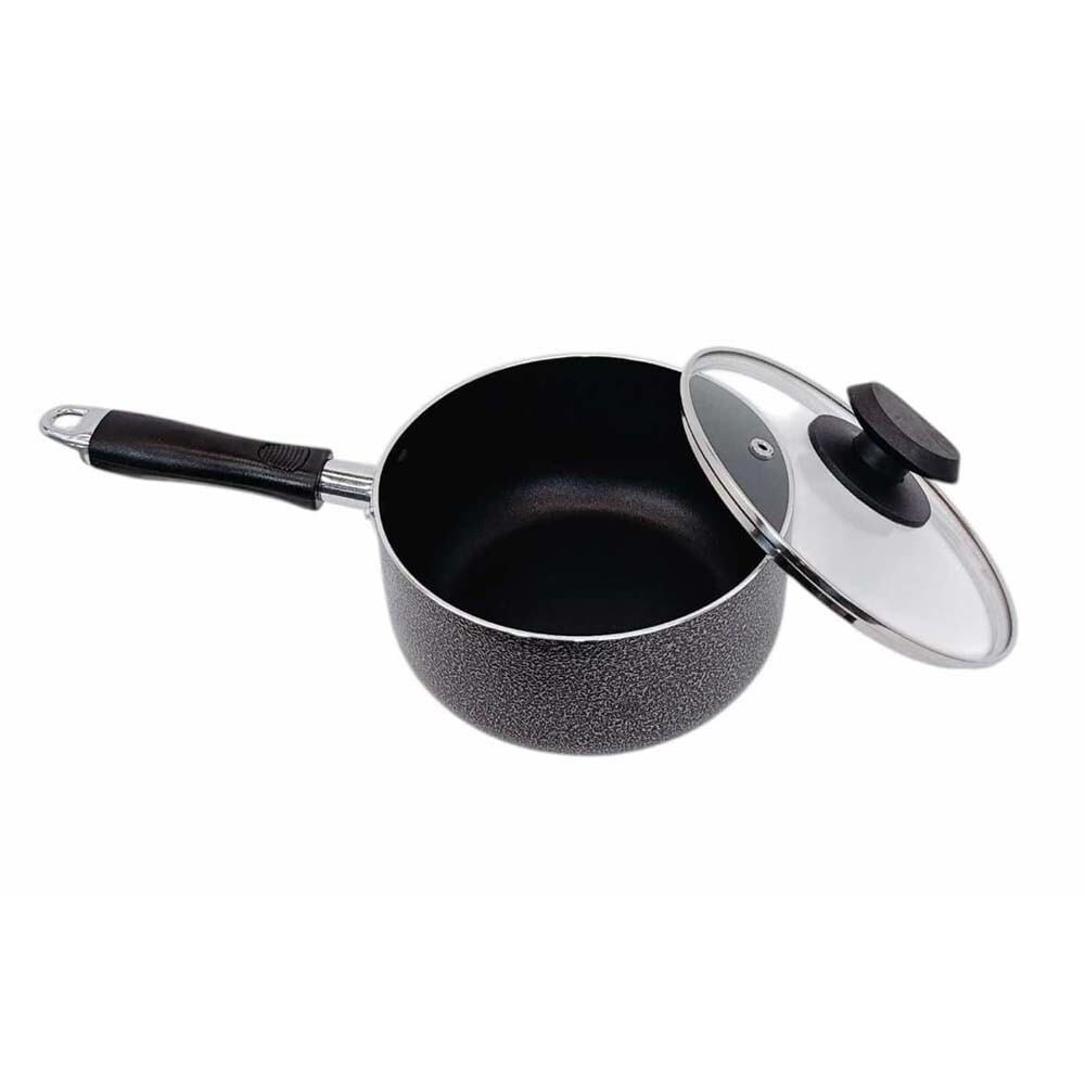 7″ (18CM) Nonstick Sauce Pan with Lid, 2QT Cooking Pot, Ergonomic Plastic Handle