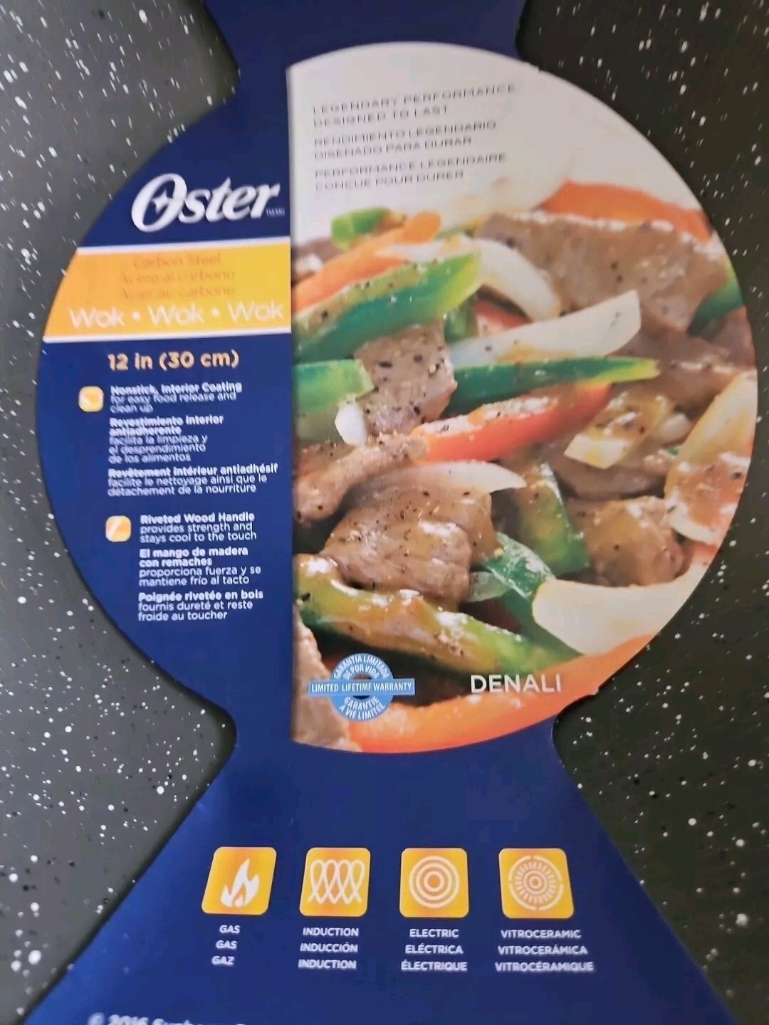 2, OSTER CARBON STEEL WOKS. 12 IN NON STICK SET OF 2. BLUE / GREEN FREE SHIPPING