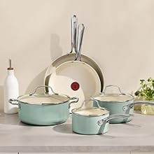 Inspire Nonstick Cookware Set, 10-Piece, Oven Safe to 500°F, Stockpot, Ceramic