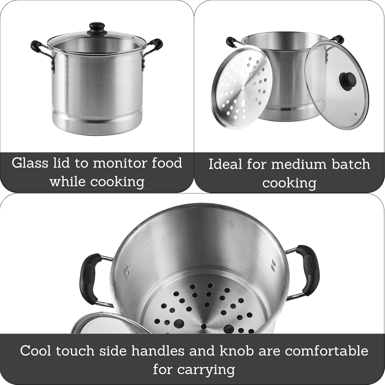 Versatile 20-Quart Steamer with Tempered Glass Lid – Cook Seafood and Vegetables