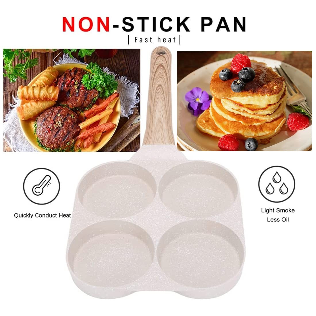 1 PC 4 Cup Nonstick Fried Egg Pan Mini Pancake Burger Maker Skillet White Tool