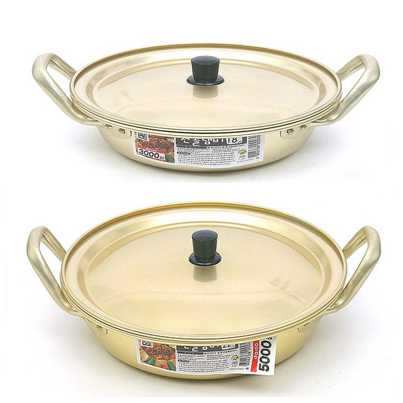Korean Noodle Ramen Ramyun Jeongol Pot with Lid, Size (Flat Type, 18, 22cm)