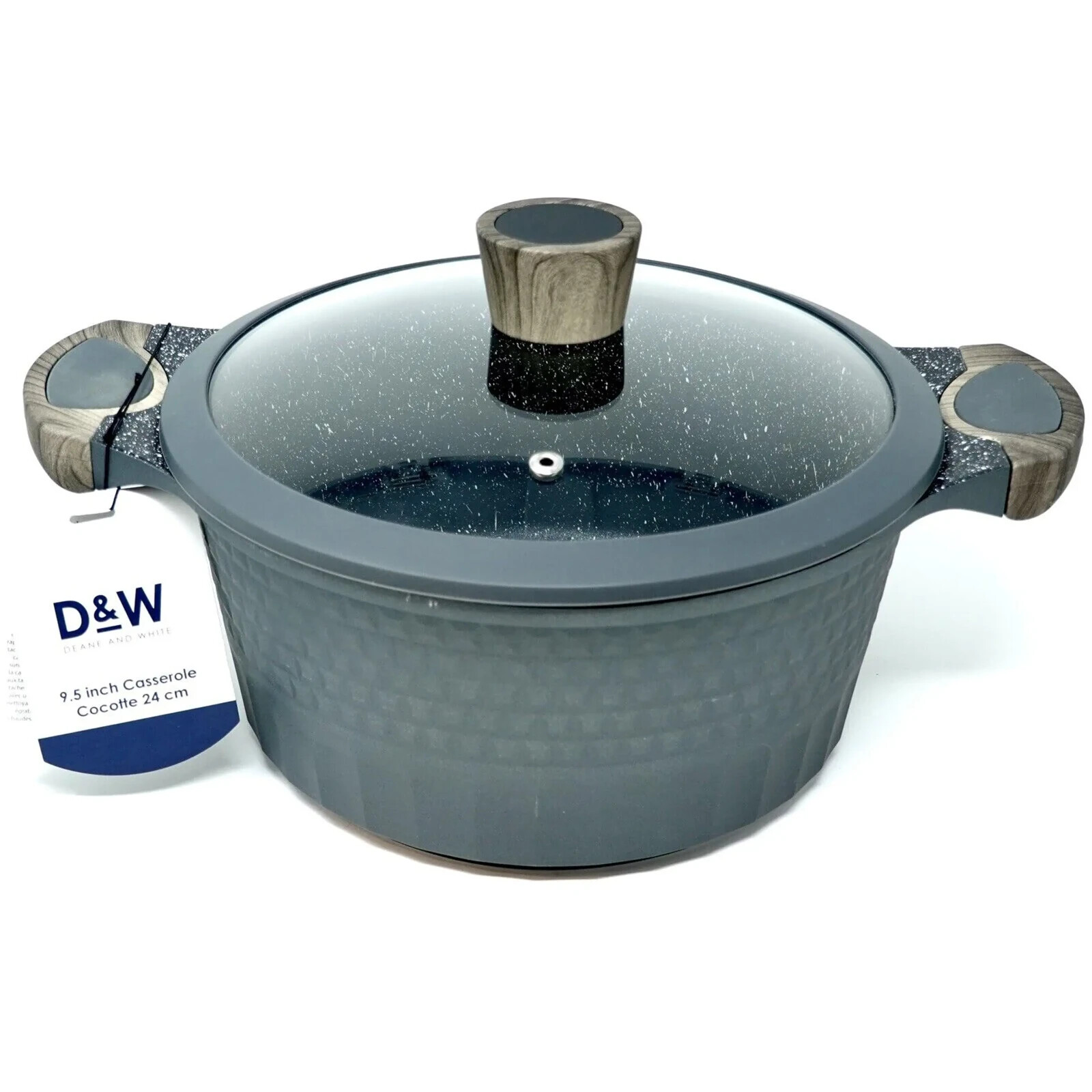 D&W Pot Casserole Big Party Size Nonstick Cookware 9.5 Inch 4.5 Qt With Lid