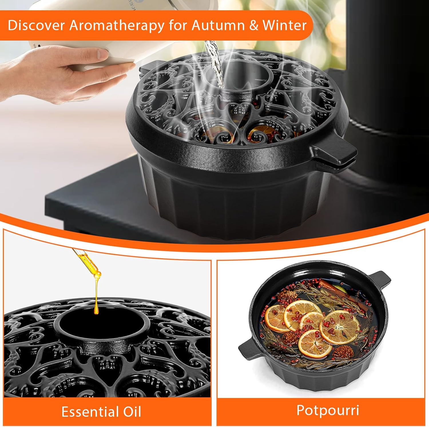 Wood Stove Steamer – Rust Resistant Cast Iron Humidifier Pot with Three-Layer…