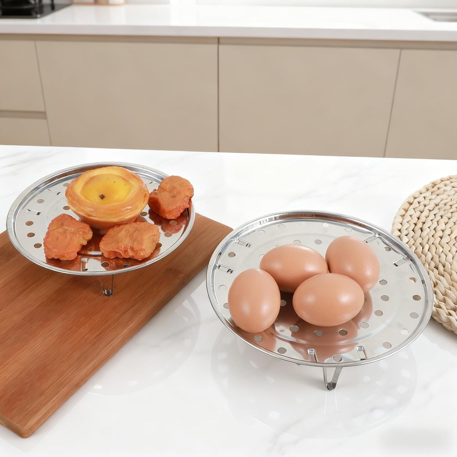 2PCS Stainless Steel Steamer Rack Set for Healthy Cooking & Effortless Cleanup