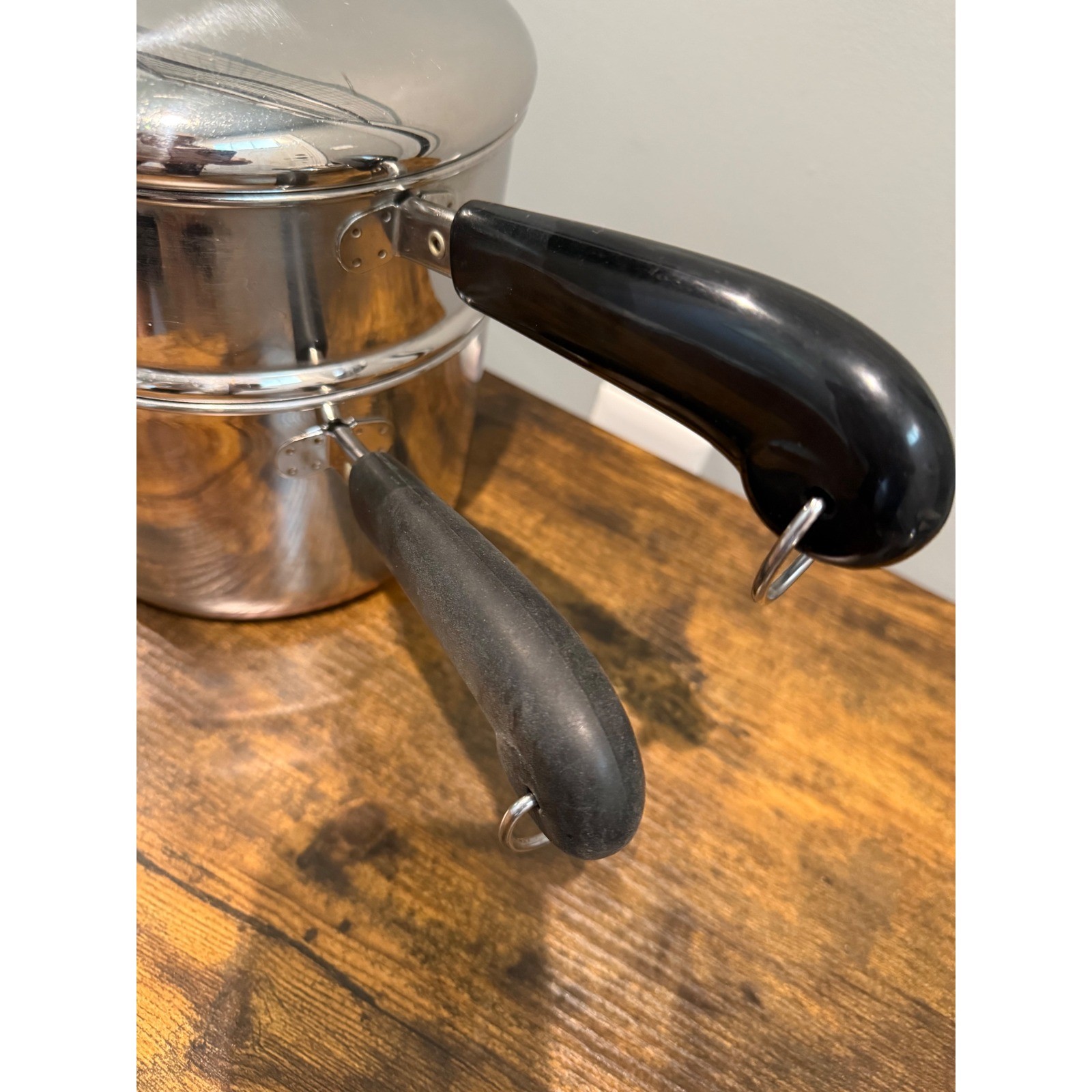 Revere Ware Copper Bottom 2Qt 3Qt Saucepan Set with Steamer Insert 5pc USA
