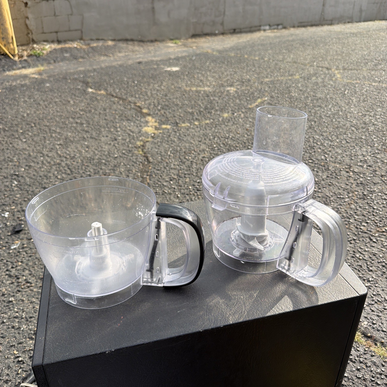 2!! Cusinart Replacement Bowls. As Is. 1 Lid. 1 Blade. Black & Clear