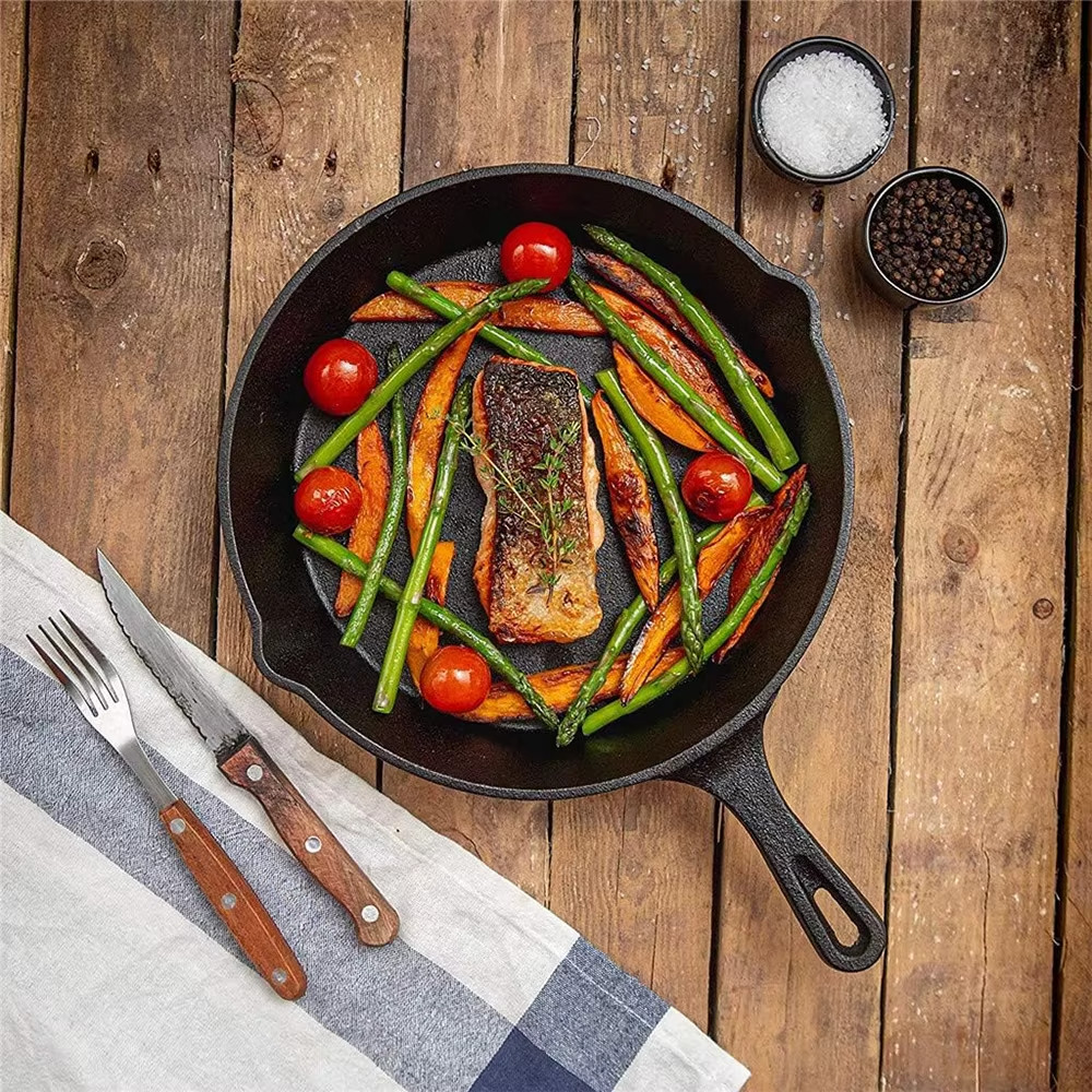 Frying Pan Set Uncoated Non Stick Omelette Cooking Pans 3pc Cast Iron Butter Egg