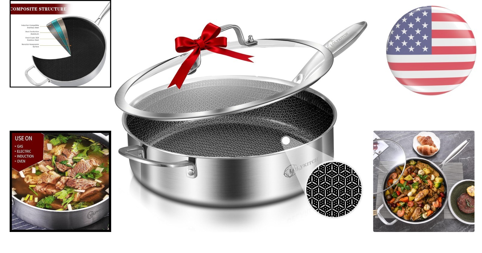 12 Inch Deep Frying Pan 6 QT with Lid – Perfect for Family Meals & Entertaining