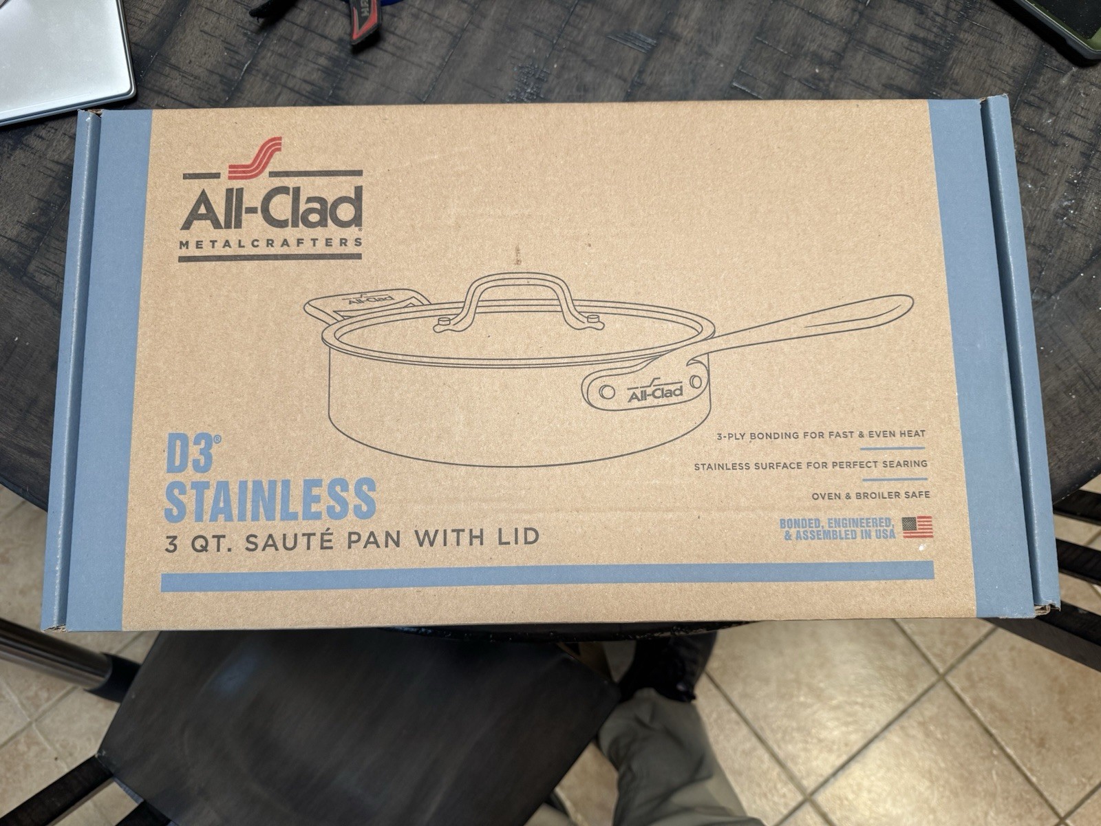 All-Clad 4403 Stainless Steel 3-Ply 3qt Saute Pan with Lid – Silver (8701004414)