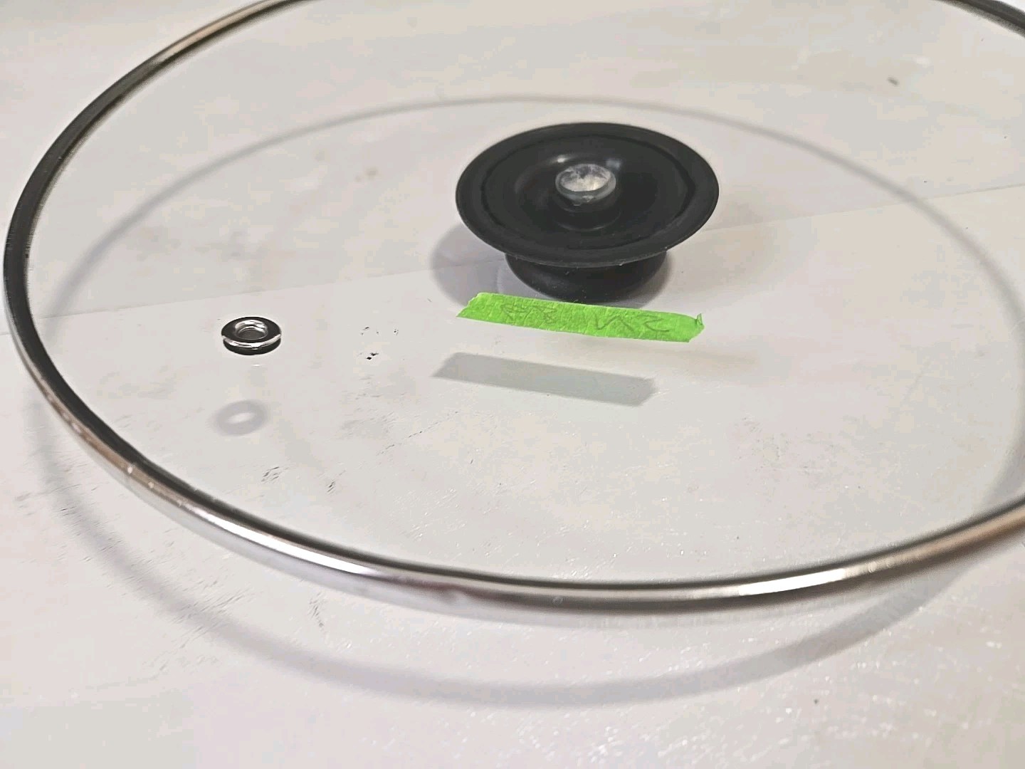 9″ Lid Only Pan/Skillet Replacement Top Glass Vented Stainless, Black Knob SN 89