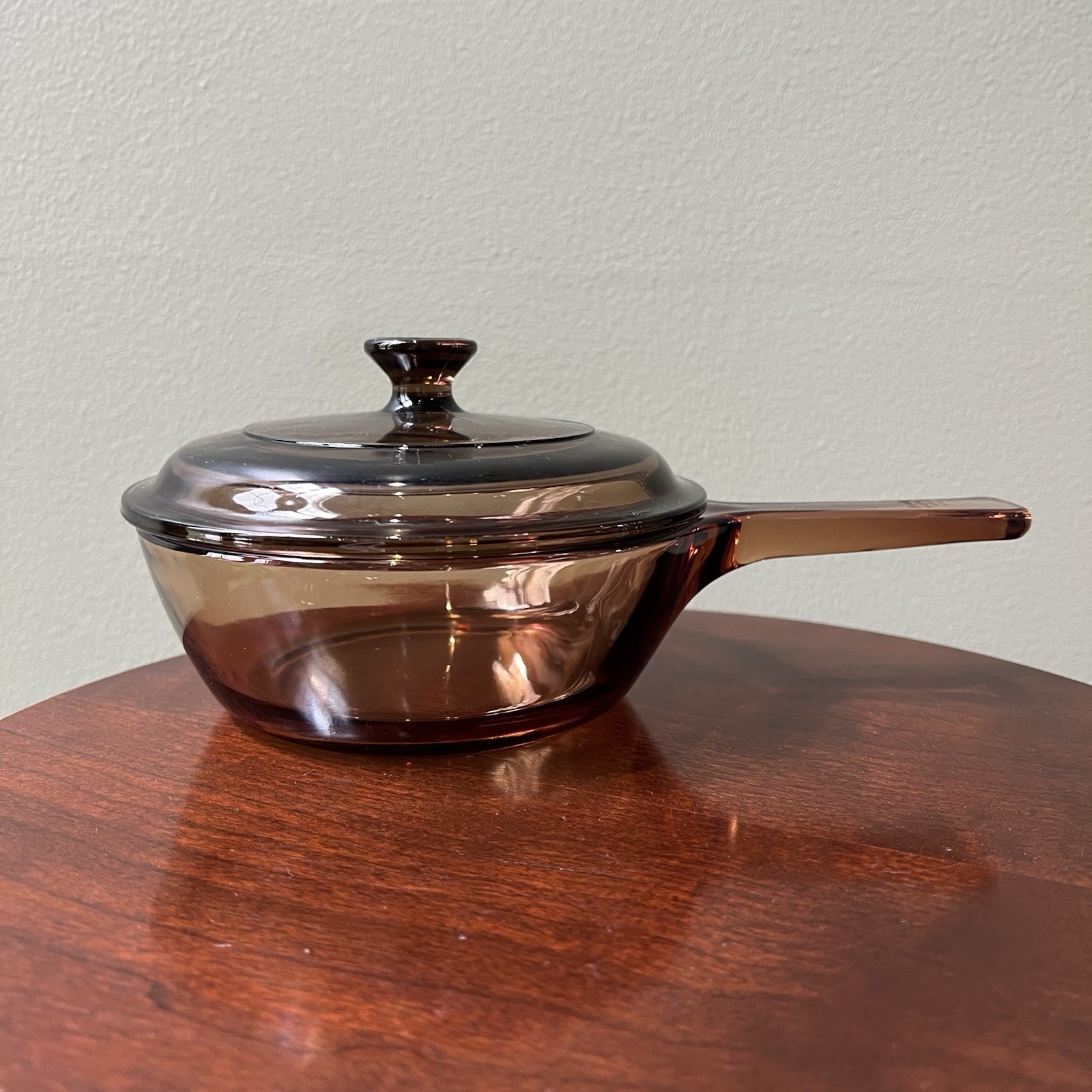 Vintage Corning Ware Vision Amber 1 Pint 0.5 Liter Sauce Pan w/Pyrex P-81-C Lid