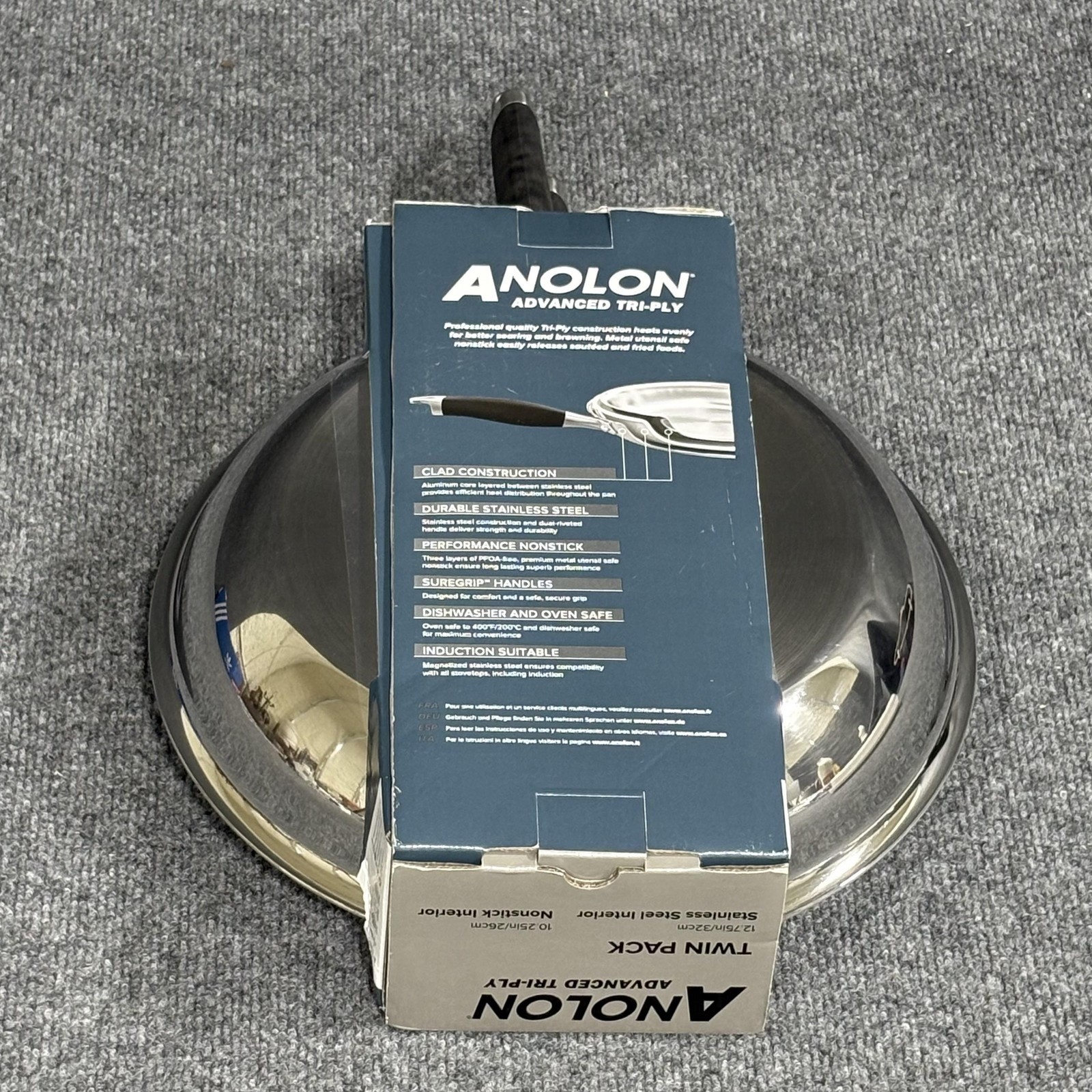 Anolon Advanced Tri-Ply Skillet Set 12.75in Stainless, 10.25in Nonstick Pans