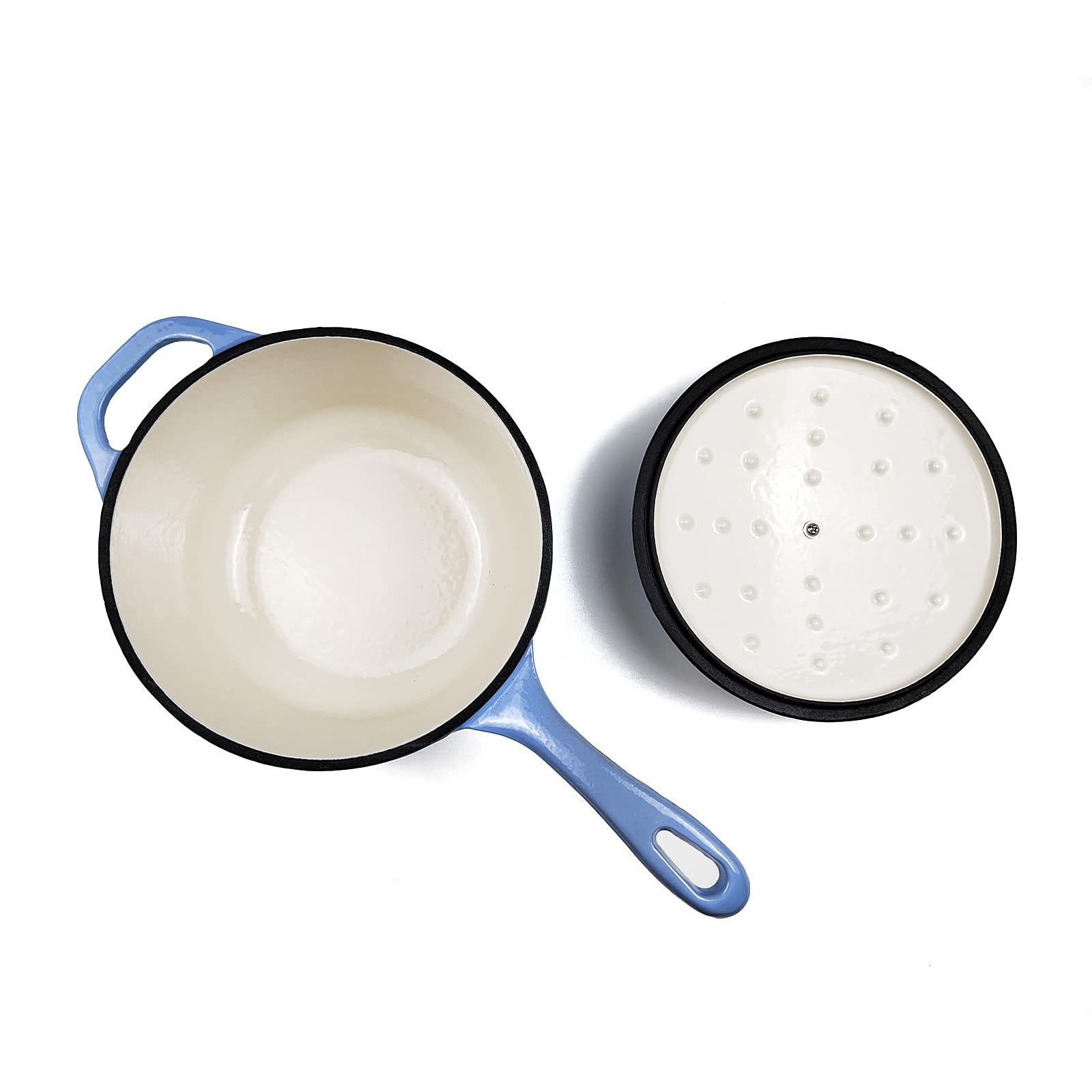Hawok 2 Qt Enameled Cast Iron Saucepan 7 Inch Lid Blue