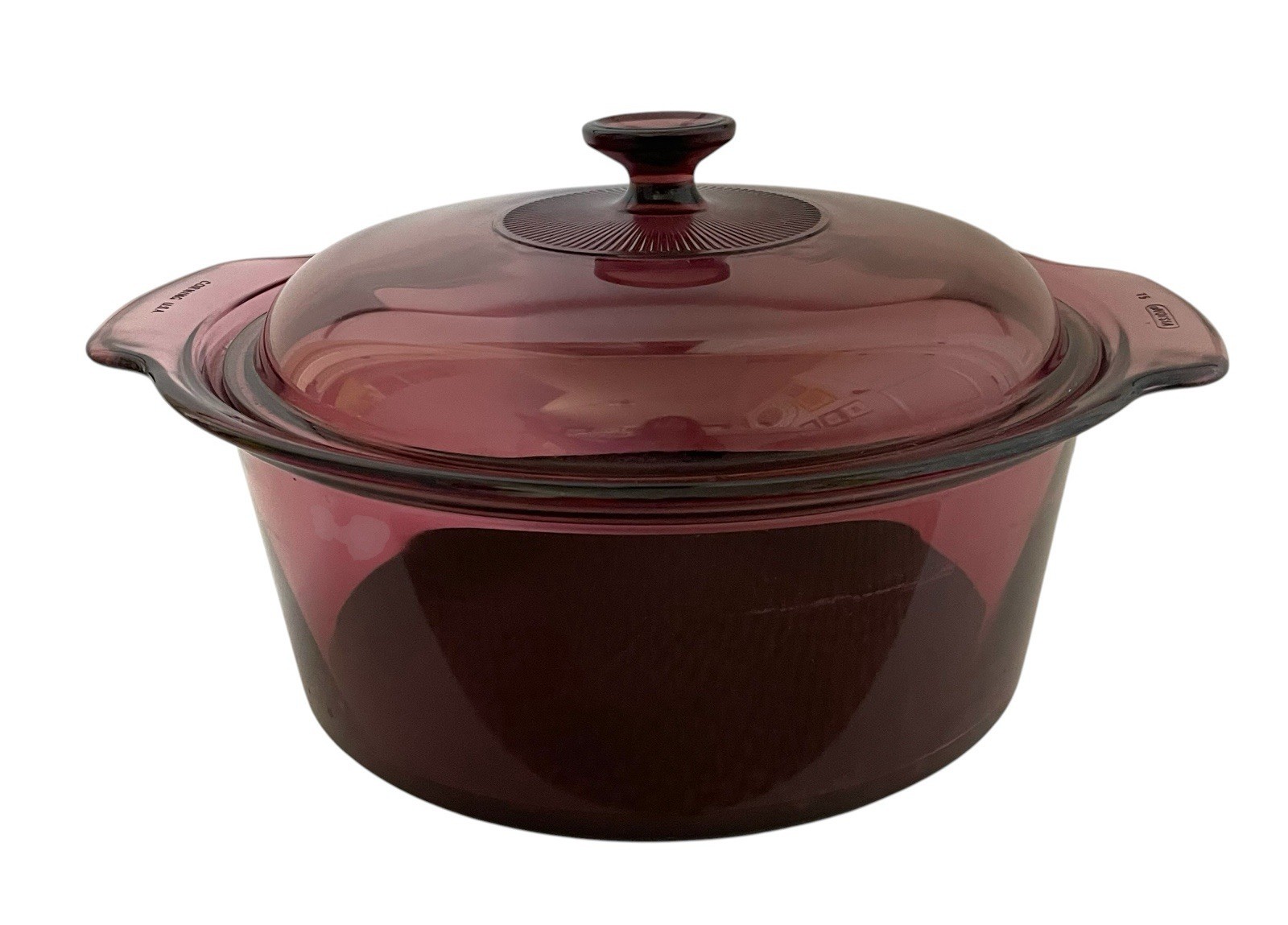 Visions Corning Ware Cranberry 5L Dutch Oven Teflon Bottom w Pyrex Lid