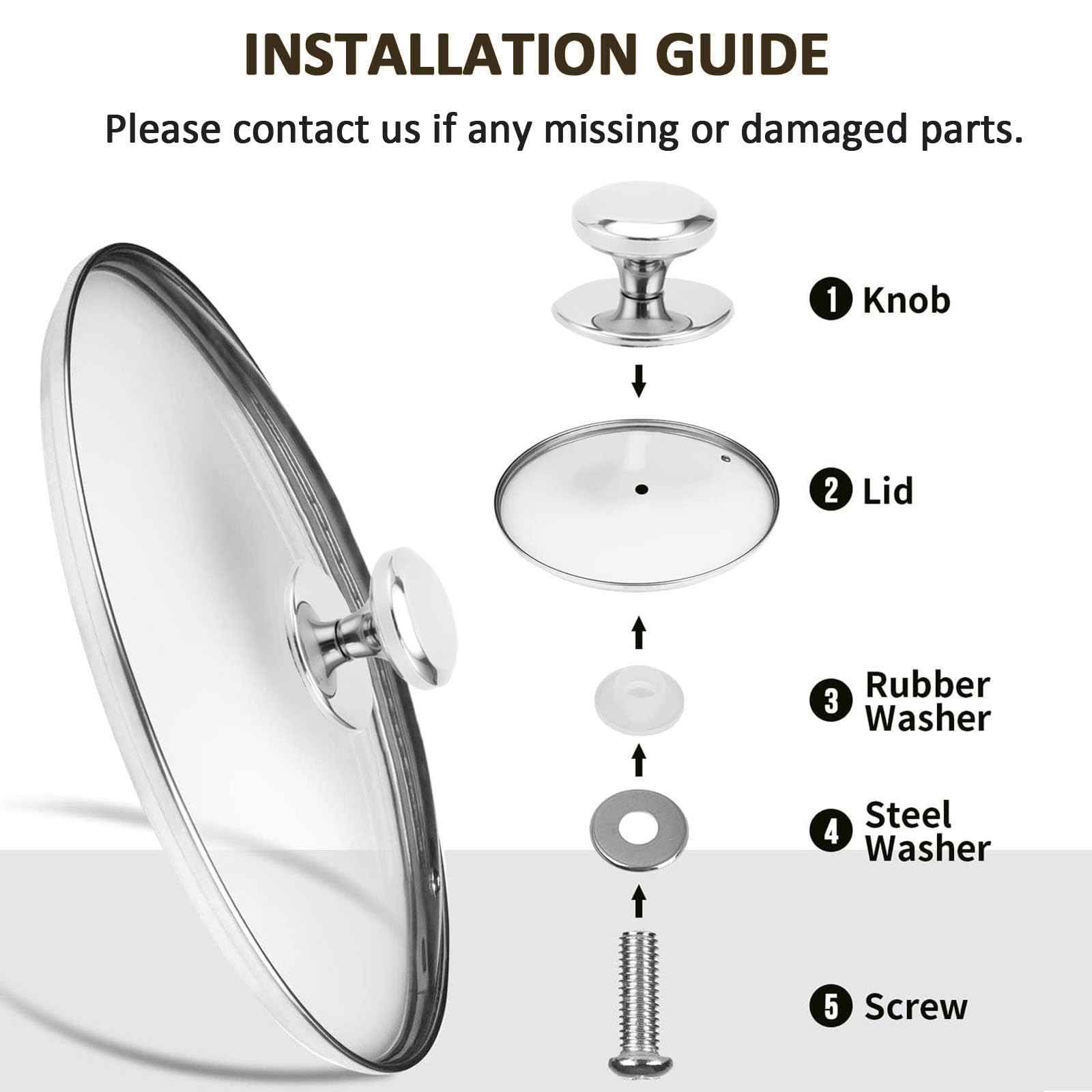 Glass Lids for 8, 9.5, 10.25, 11, 12, 12.6 Inch Frying Pans, Pots, Cast Iron …