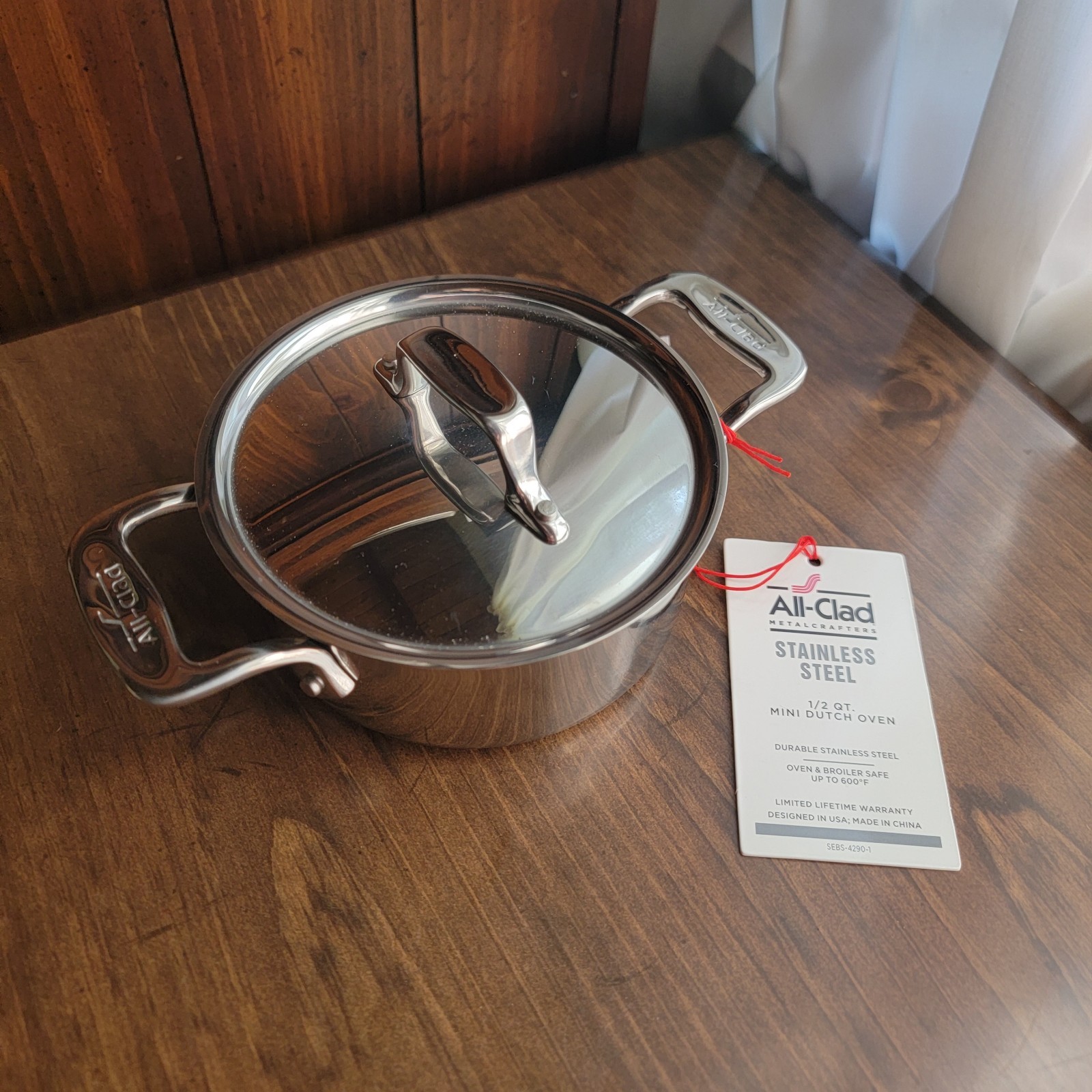 NEW ALL-CLAD Stainless Steel .5 qt (1/2 qt) MINI Dutch Oven Cocotte Pot Lid NWT