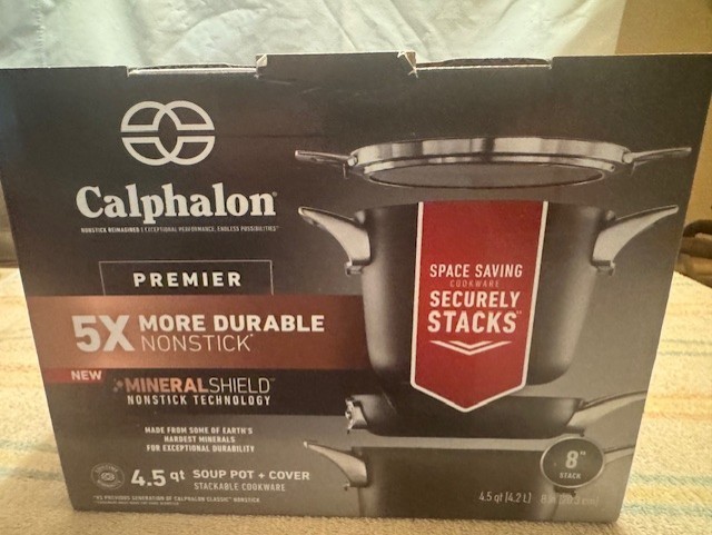 NEW – Calphalon Premier Space Saving Hard Anodized Nonstick 4.5 Qt Soup Pot