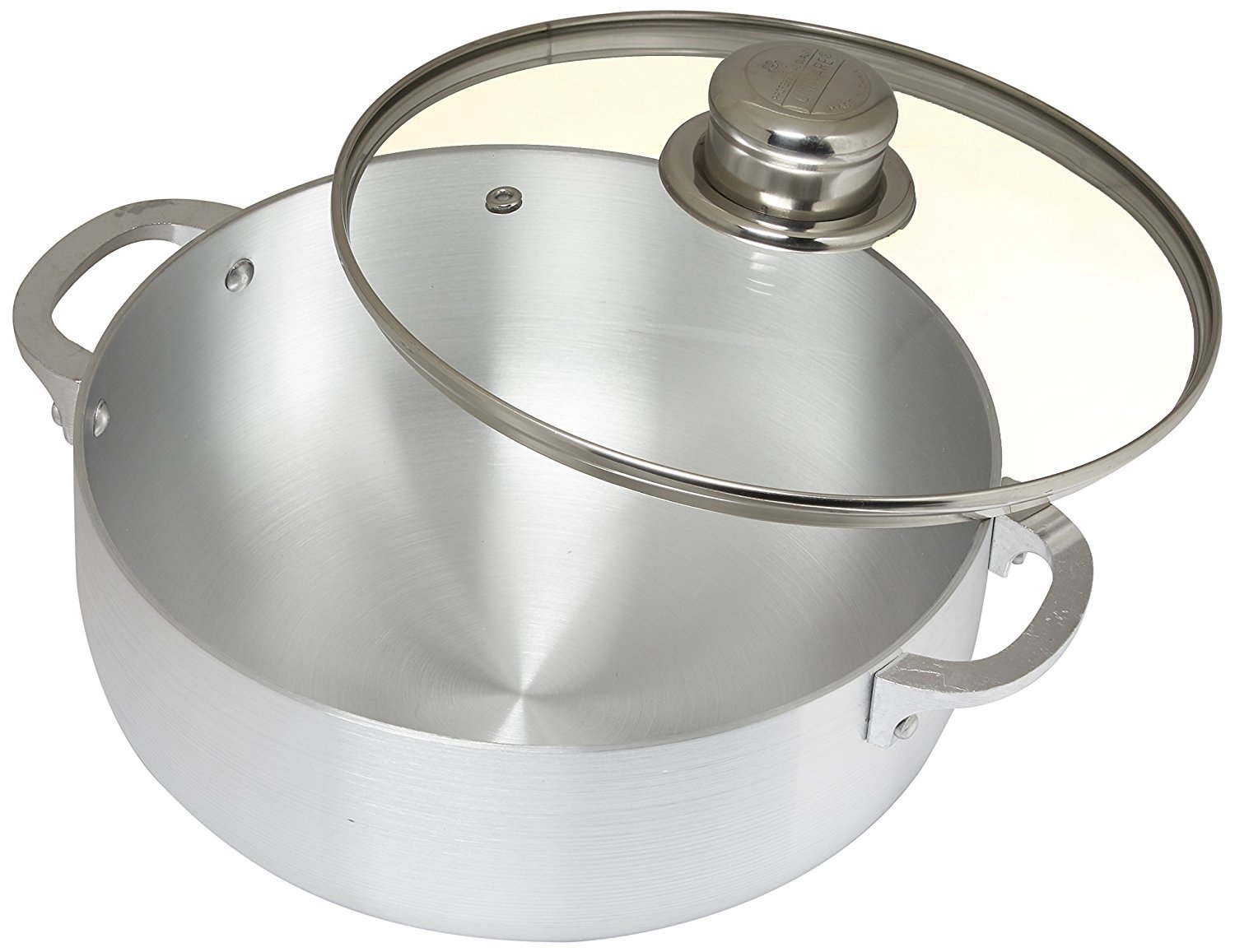 Aluminum Caldera Sauce Pan With Glass Lid, Silver, 2/4/5.6 Quart