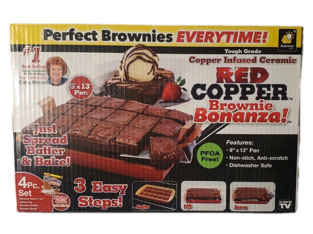 Copper Infused Red Copper Brownie Bonanza Pan 9″ X 13″ Non Stick Dishwasher Safe