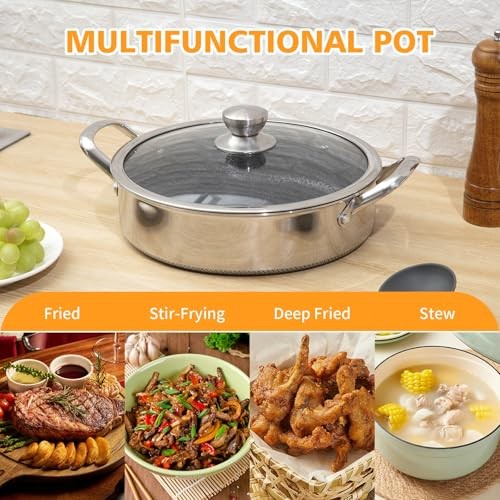 Saute Pan,10 Inch Nonstick Deep Frying Pan,316L Stainless 10 Inch Sauté Pan