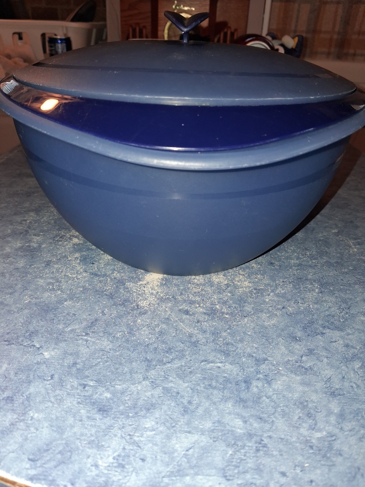 Tupperware 3pc Microwave Dark Blue Insulated Heat and Serve Store Bowl #4946A-4