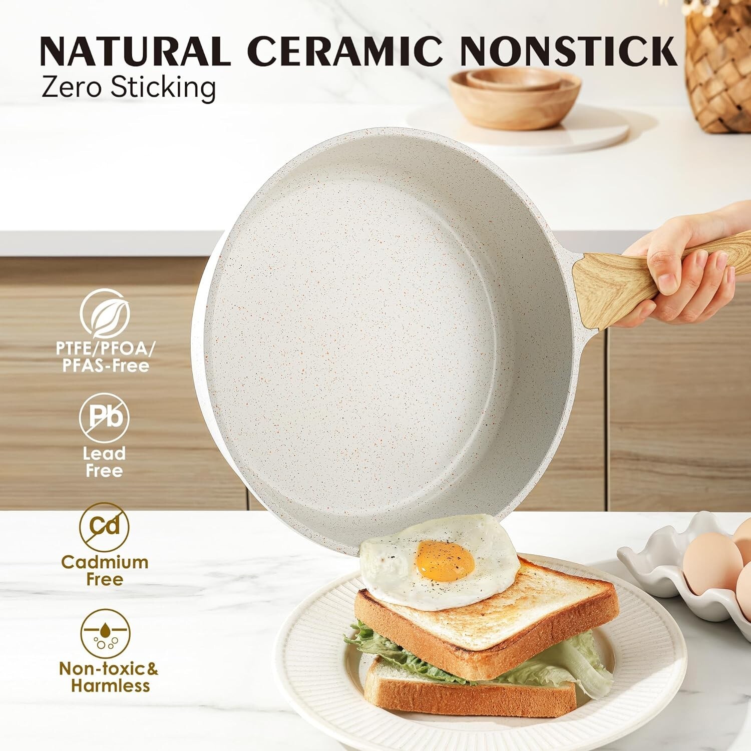 13-Piece Nonstick Ceramic Cookware Set Healthy Pots and Pans PFAS PFOA Free
