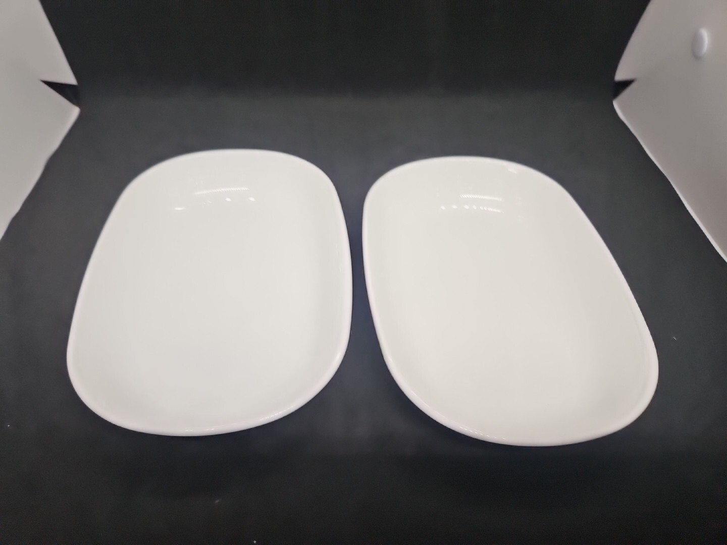 2 Corning Ware Sidekick Dishes Snack Plates P-140-B White 6-3/4”x4-1/2”