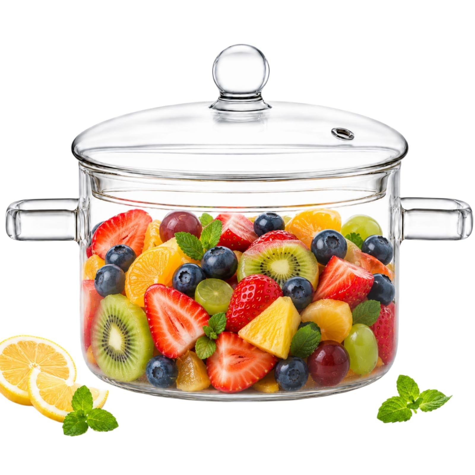 Glass Simmer Pot with Lid, Clear Glass Saucepan, Heat-Resistant Borosilicate …