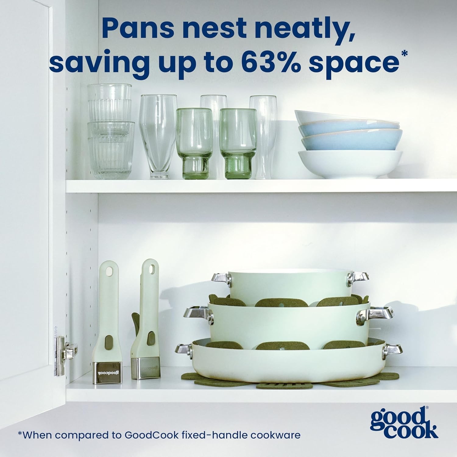 GoodCook Ceramic Cookware Set 5-Piece with Removable Handle, Induction Compatibl