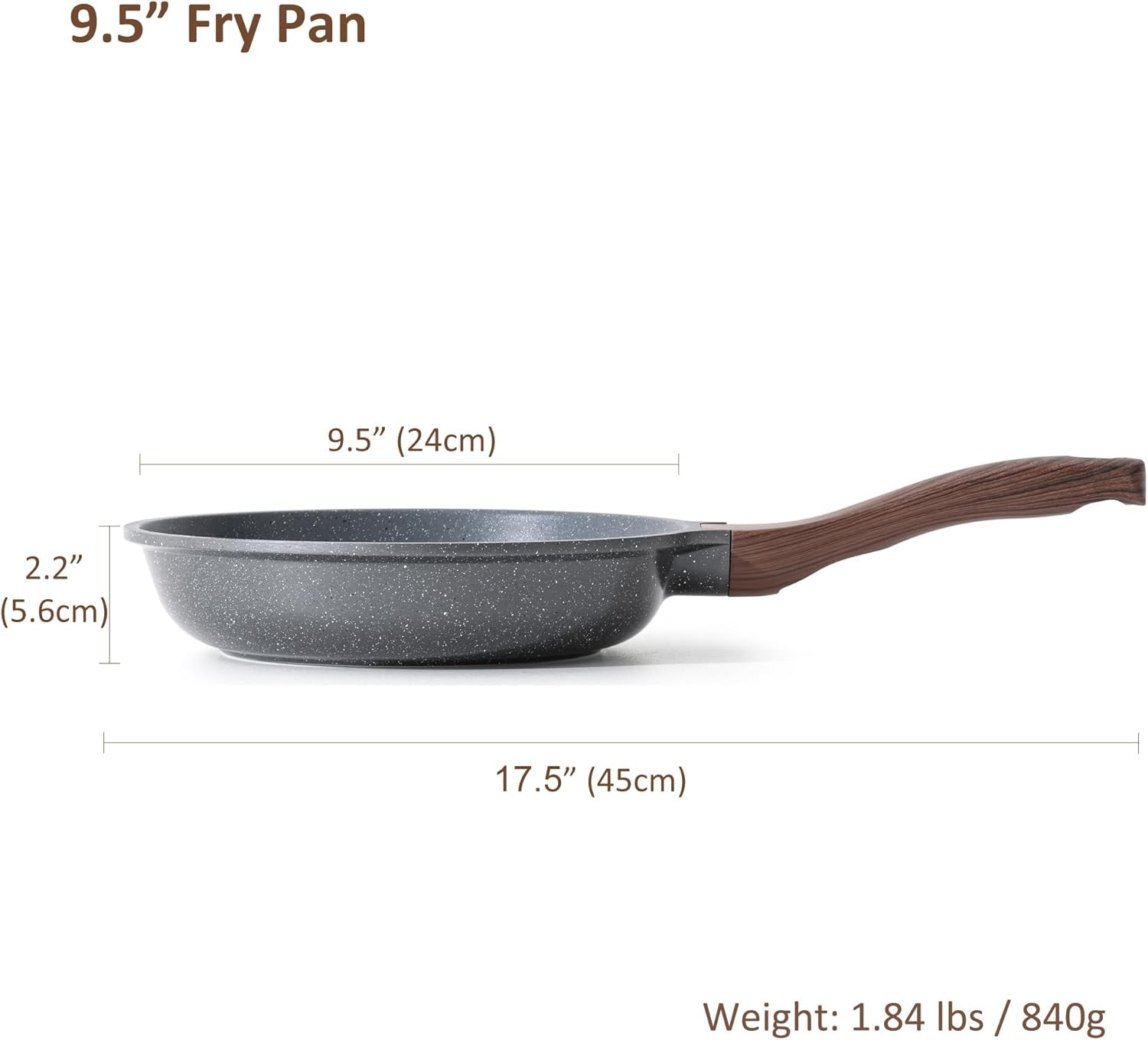 Nonstick Frying Pan Skillet Swiss Granite Coating PFOA Free 9.5 Inch
