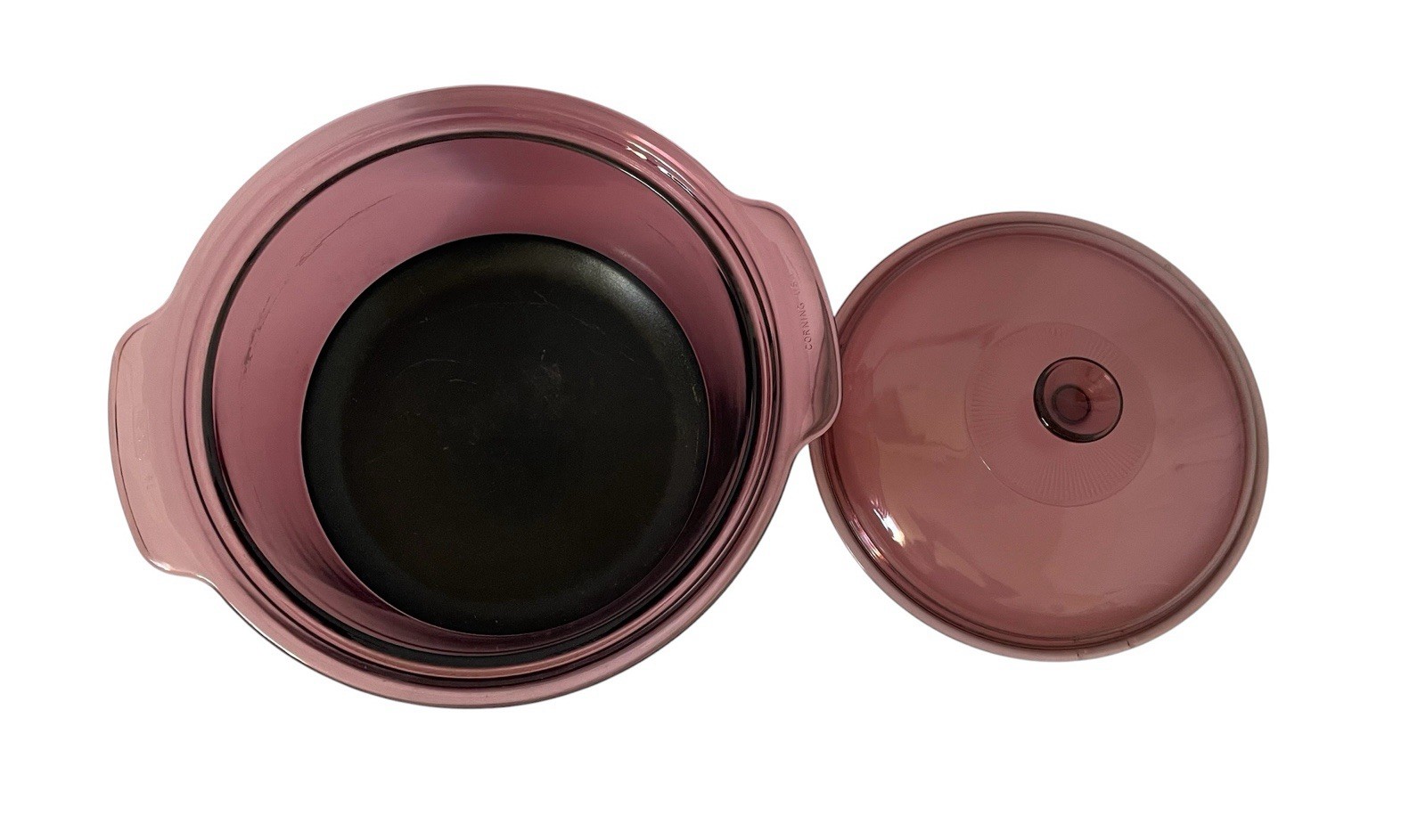 Visions Corning Ware Cranberry 5L Dutch Oven Teflon Bottom w Pyrex Lid
