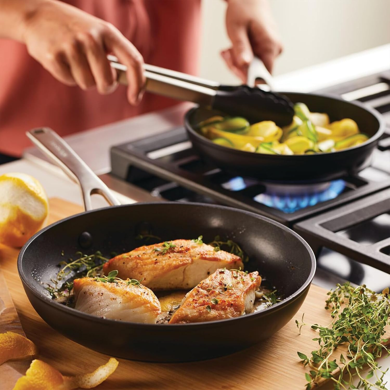 Induction Nonstick Frying Pan Set, 3-Piece, Durable & Easy-Clean, Matte Black