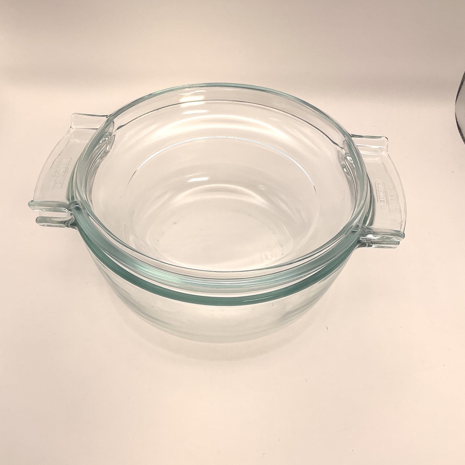 Vintage Pyrex de Corning France Clear Glass Round Casserole Dish with Lid 454 F