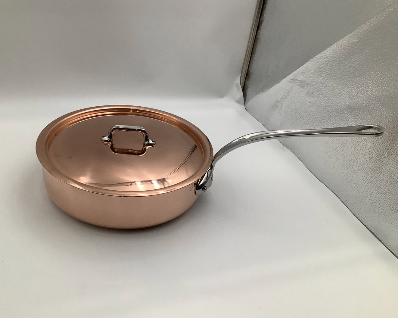 Mauviel M’Heritage 150 S Polished Copper & Stainless Steel Saute Pan, 3.5-qt.