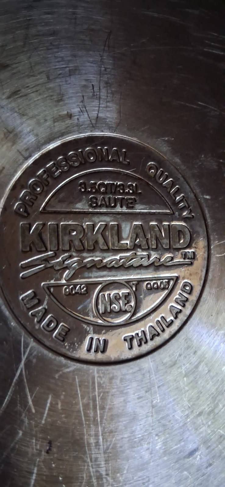 Kirkland Signature Pro Quality Stainless Steel Saute Pan Copper Core 3.5Qt W/Lid