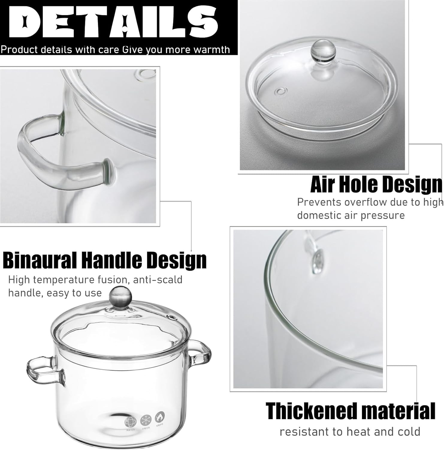Heat-Resistant Borosilicate Glass Stovetop Pot for Stove Potpourri